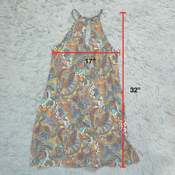 Abstract Print High Neck Halter Dress in Women - Picture 2 of 4